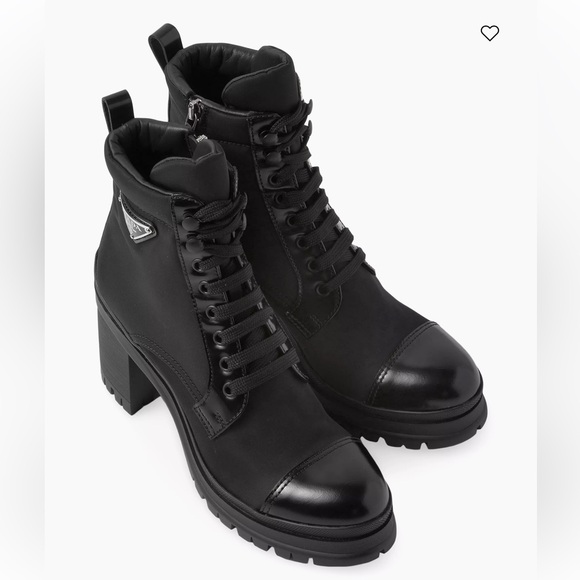 PRADA Brushed Leather and Re-Nylon Laced Booties - Picture 3 of 16
